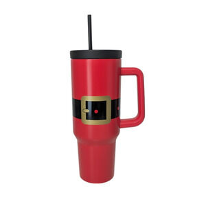 Hallmark Santa Suit Insulated Travel Tumbler With Handle and Straw 40 oz New